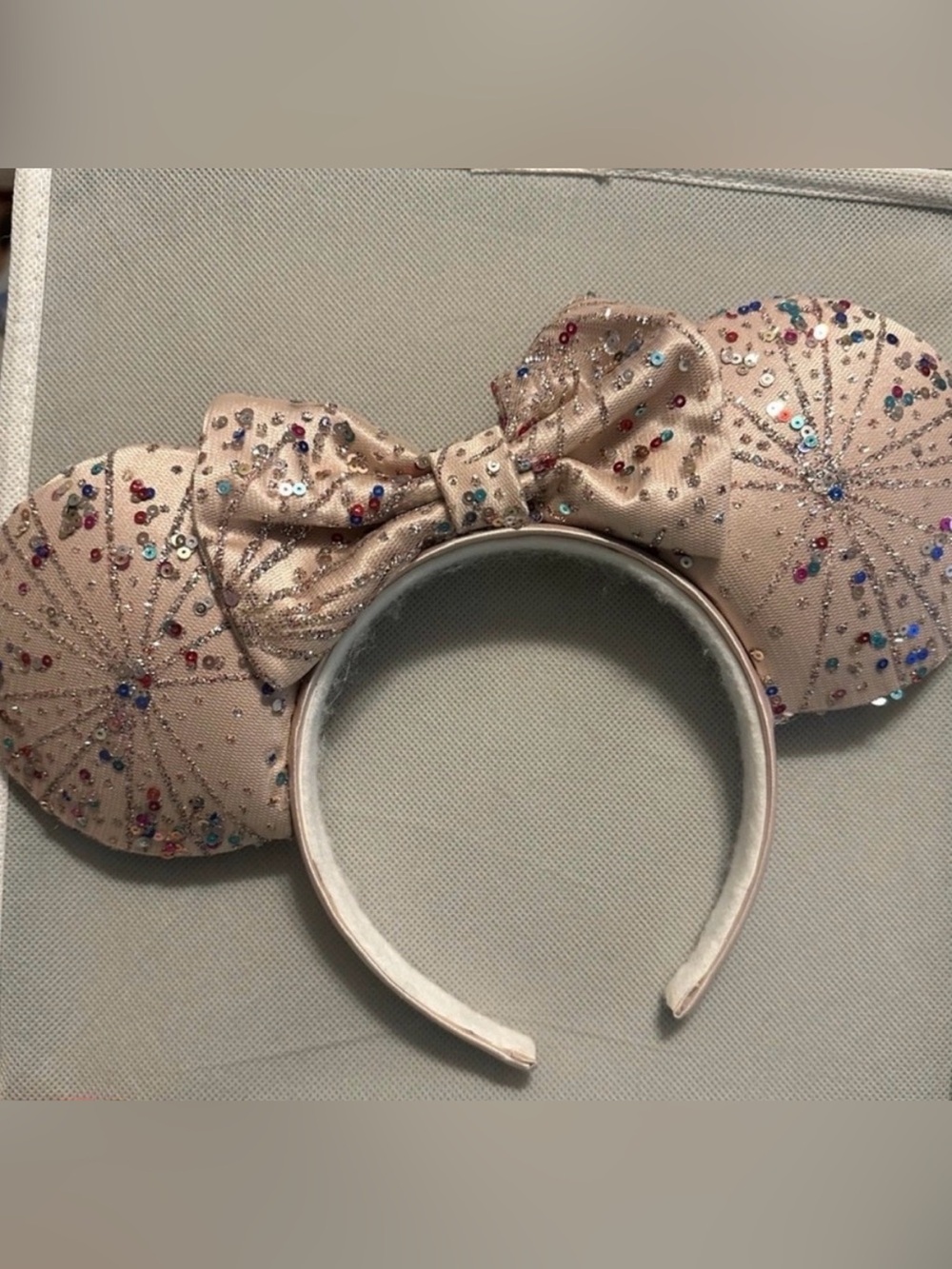 Custom Pink Sequin Mickey Ears Headband Oversized Glitter Bow OS